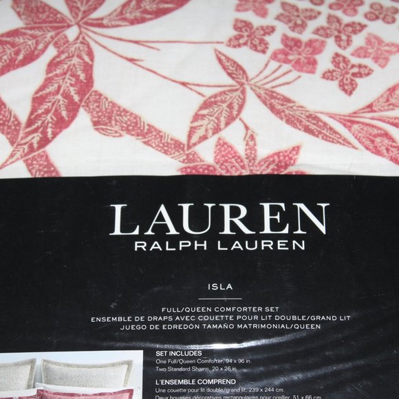 Ralph Lauren ISLA FLORAL PINK Full Queen SLUB COTTON COMFORTER + 2 SHAMS - Picture 6 of 7